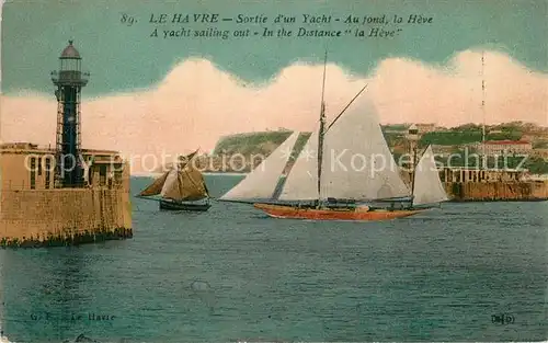 AK / Ansichtskarte Leuchtturm_Lighthouse Le Havre Sortie d un Yacht Heve  
