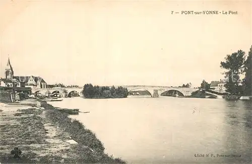 AK / Ansichtskarte Pont sur Yonne Bords de la riviere Pont Pont sur Yonne