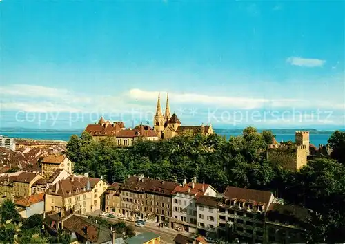 Neuchatel_NE La Collegiale le Chateau les Remparts et les Alpes Neuchatel NE