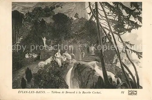 AK / Ansichtskarte Evian les Bains_Haute_Savoie Tableau de Besnard a la Buvette Cachat Kuenstlerkarte Evian les Bains_Haute