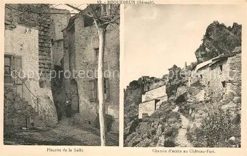 AK / Ansichtskarte Roquebrune_Gironde Chemin d acces au Chateau Fort Placette de la Salle Roquebrune Gironde