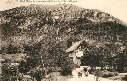 AK / Ansichtskarte Lourdes_Hautes_Pyrenees Funiculaire du Pic du Jer gare inferieure Lourdes_Hautes_Pyrenees