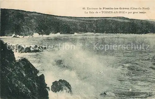 AK / Ansichtskarte Plestin les Greves La Baie de Tossen an Holz par gros temps Plestin les Greves