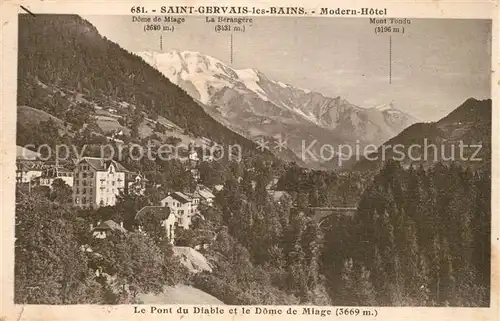 AK / Ansichtskarte Saint Gervais les Bains Modern Hotel Pont du Diable et le Dome de Miage Alpes Saint Gervais les Bains