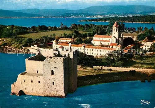 Ile_Saint Honorat_Alpes_Maritimes Le Monastere et au fond Cannes et la Bocca vue aerienne Ile_Saint Honorat