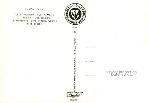 Ile_Saint Honorat_Alpes_Maritimes Le Monastere et au fond Cannes et la Bocca vue aerienne Ile_Saint Honorat