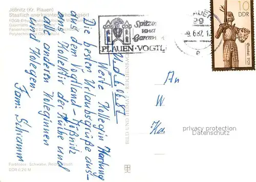 Joessnitz FDGB Erholungsheim Richard Mildenstrey Gaststaetten Pfaffenmuehle und Lochbauer Polytechn Oberschule Joessnitz