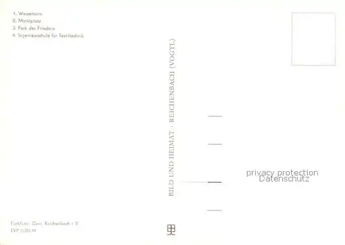 Reichenbach_Vogtland Wasserturm Marktplatz Park des Friedens Ingenieurschule fuer Textiltechnik Reichenbach_Vogtland