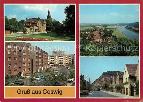 Coswig_Sachsen Friedrich Engels Platz Wilhelm Plorin Strasse Stadtteil Soernewitz Blick zur Boselspitze Coswig Sachsen