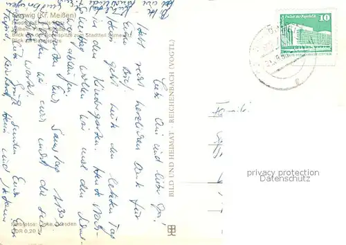 Coswig_Sachsen Friedrich Engels Platz Wilhelm Plorin Strasse Stadtteil Soernewitz Blick zur Boselspitze Coswig Sachsen