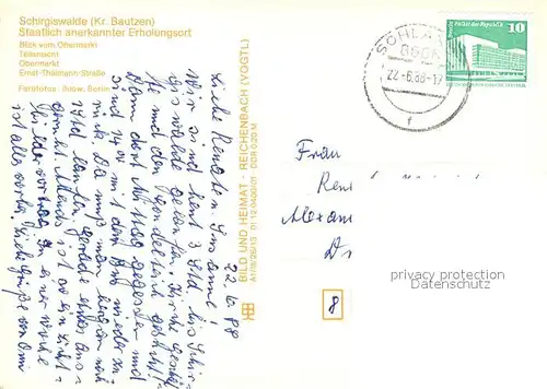 Schirgiswalde Blick vom Obermarkt Teilansicht Ernst Thaelmann Strasse Schirgiswalde