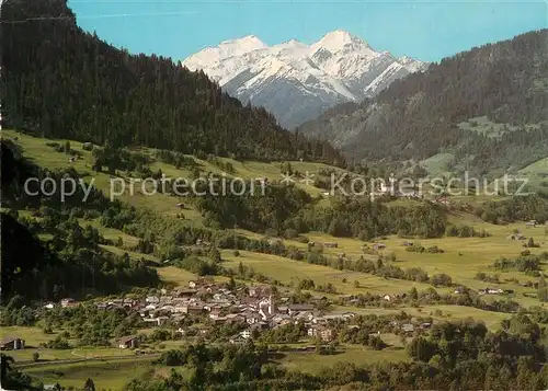 AK / Ansichtskarte Castrisch Fliegeraufnahme mit Sevgein und Piz Ault Castrisch