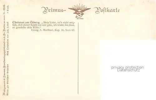 AK / Ansichtskarte Verlag_Primus_Nr. 2526 J. Tillack Christus am ?lberg 