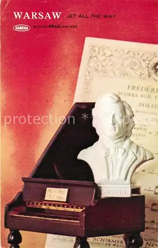 AK / Ansichtskarte Klavier Warsaw Frederic Chopin Werbung Sabena Belgian World Airlines  