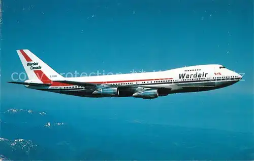 AK / Ansichtskarte Flugzeuge_Zivil Wardair Canada Boeing 747 