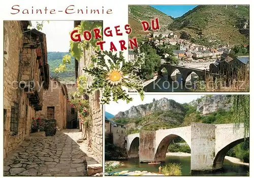 AK / Ansichtskarte Sainte Enimie Vue d ensemble Cite medievale Pont Gorges du Tarn Sainte Enimie