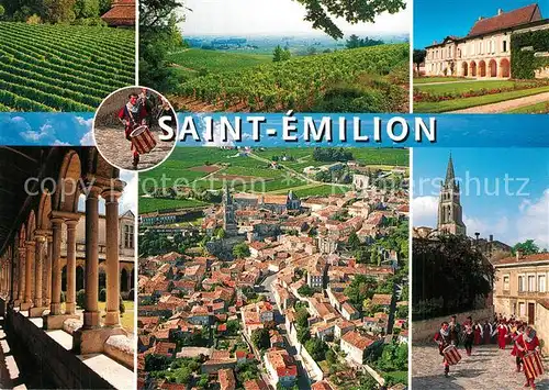 AK / Ansichtskarte Saint Emilion Vignobles Cloitre de la Collegiale Eglise monolithe vue aerienne Saint Emilion