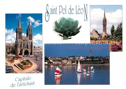 AK / Ansichtskarte Saint Pol de Leon Cathedrale Artichauts le Kreisker Ecole de voile de Pempoul Saint Pol de Leon