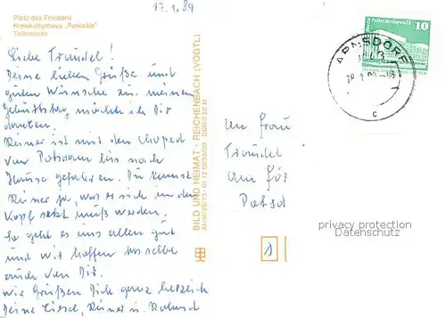 AK / Ansichtskarte Dippoldiswalde_Osterzgebirge Platz des Friedens Kreiskulturhaus Parksaele Panorama Dippoldiswalde