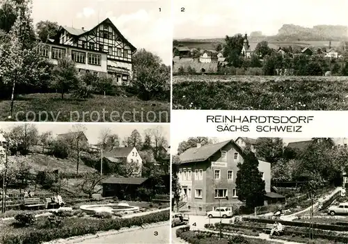 AK / Ansichtskarte Reinhardtsdorf Schoena Hotel Wolfsberg Blick zum Falkenstein und Schrammelsteinmassiv Teilansicht Gasthaus zur Hoffnung Reinhardtsdorf Schoena