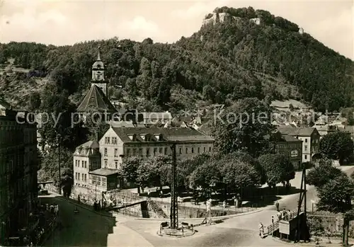 AK / Ansichtskarte Koenigstein_Saechsische_Schweiz mit Festung Reissiger Platz Koenigstein_Saechsische