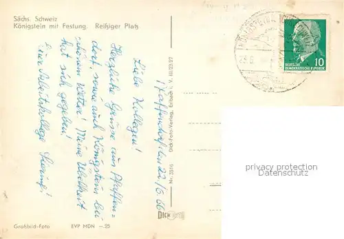 AK / Ansichtskarte Koenigstein_Saechsische_Schweiz mit Festung Reissiger Platz Koenigstein_Saechsische