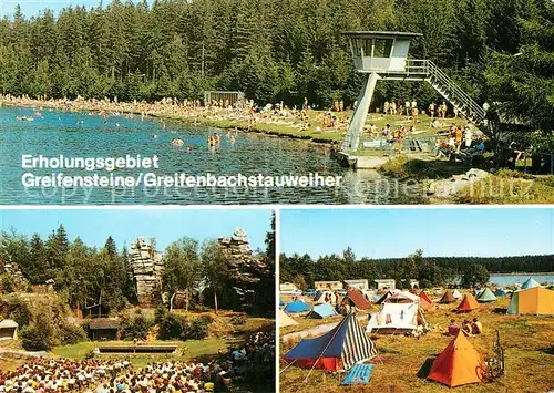 AK / Ansichtskarte Ehrenfriedersdorf_Erzgebirge Greifensteine Greifenbachstauweiher Rettungsturm Campingplatz Ehrenfriedersdorf
