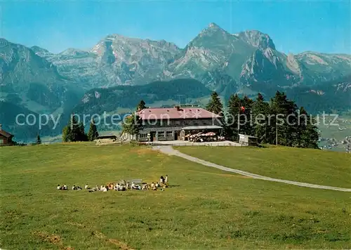 AK / Ansichtskarte Unterwasser_Toggenburg Bergrestaurant Iltios mit S?ntis und Schafberg Unterwasser Toggenburg