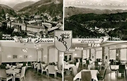 AK / Ansichtskarte St_Blasien Kolleg mit Dom Panorama Hotel Klosterhof Gastraeume St_Blasien