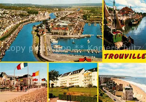 AK / Ansichtskarte Trouville sur Mer Vue aerienne Port Promenade Hotels Trouville sur Mer