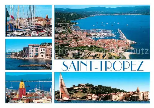 AK / Ansichtskarte Saint_Tropez_Var Yachthafen Panorama Cote d Azur Fliegeraufnahme Saint_Tropez_Var