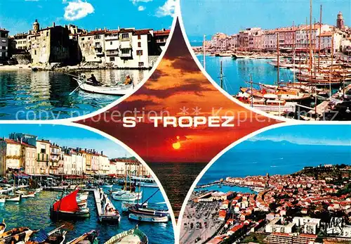 AK / Ansichtskarte Saint_Tropez_Var Hafen Yachten Fischerboote Cote d Azur Fliegeraufnahme Saint_Tropez_Var