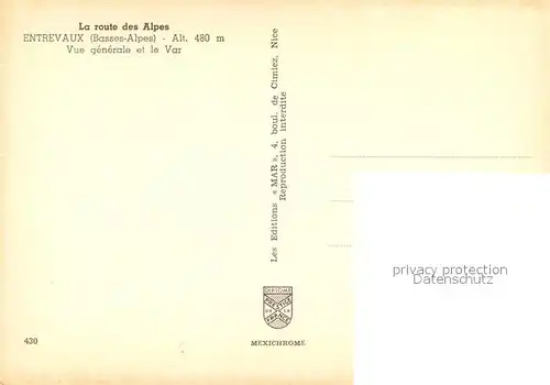 AK / Ansichtskarte Entrevaux Vue generale et les Var Alpes Entrevaux