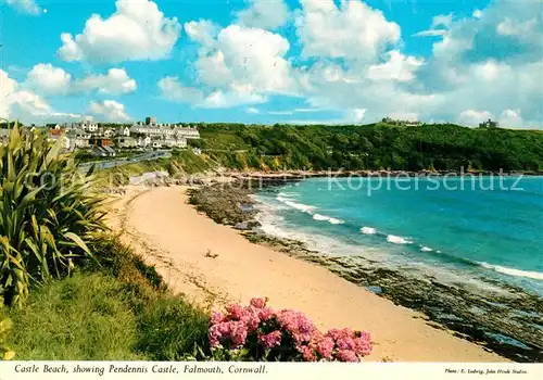 AK / Ansichtskarte Falmouth_Cornwall Castle Beach showing Pendennis Castle Falmouth Cornwall