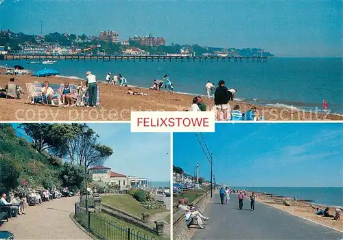 AK / Ansichtskarte Felixstowe_Suffolk_Coastal Beach and Pier Spa Gardens Promenade Felixstowe_Suffolk