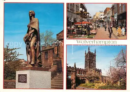 AK / Ansichtskarte Wolverhampton Lady Wulfrun Statue Dudley Street St. Peter s Collegiate Church 