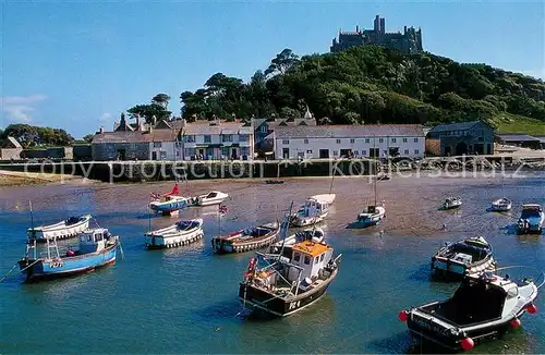 AK / Ansichtskarte Saint_Michaels_Mount Blick zum Burgschloss Hafen Saint_Michaels_Mount