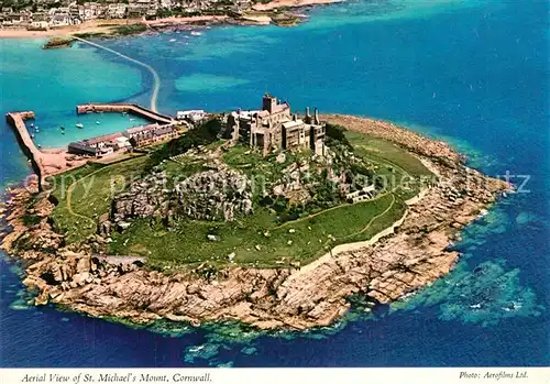 AK / Ansichtskarte St_Michaels_Mount Aerial view Benedictine Abbey St_Michaels_Mount