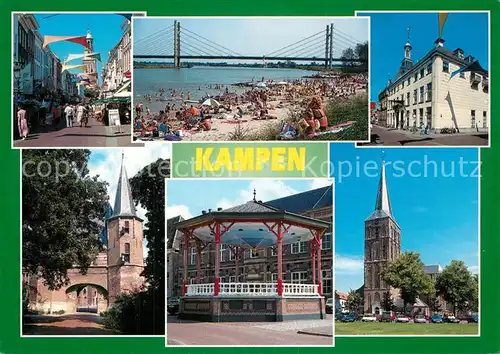 AK / Ansichtskarte Kampen_Niederlande Strasse Strand Kirche Pavillon  Kampen_Niederlande