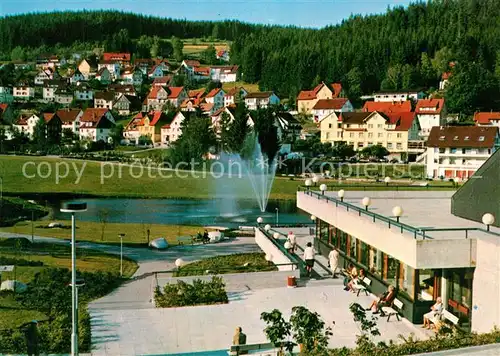 Schonach_Schwarzwald Kurpark Fontaene Restaurant Hoehenluftkurort Wintersportplatz Schonach Schwarzwald