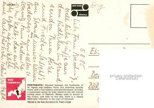 Portreath Kuestenpanorama Kuestendorf Strand 