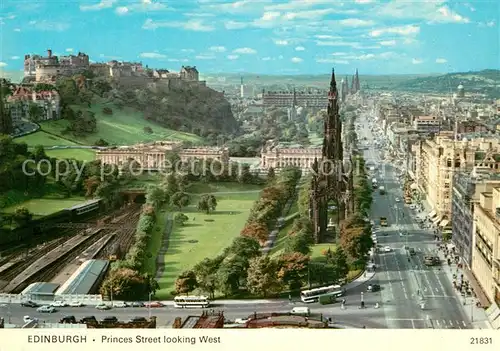 Edinburgh Princess Street looking West Castle Chronik Edinburgh