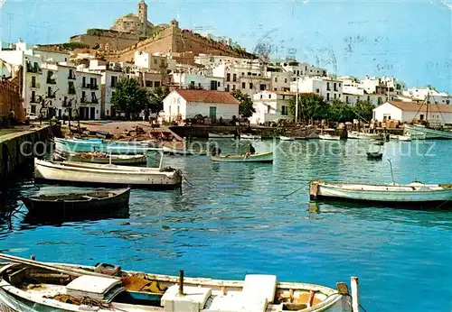 AK / Ansichtskarte Ibiza_Islas_Baleares Detalle del Puerto y Catedral Ibiza_Islas_Baleares