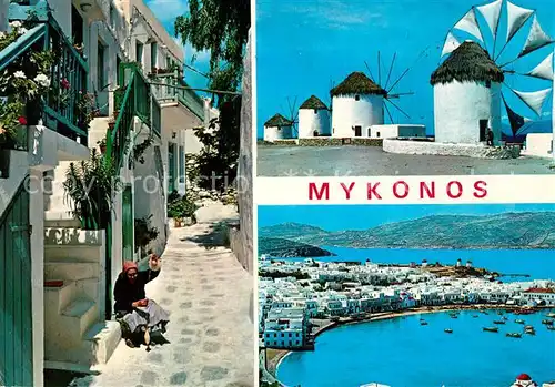 AK / Ansichtskarte Mykonos Dorfgasse Windmuehlen Hafenpartie MyKonos