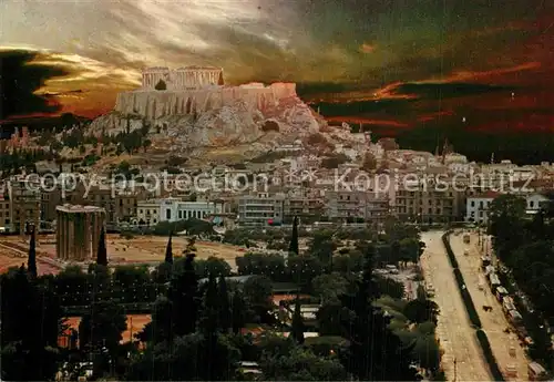 Athen_Griechenland Akropolis bei Sonnenuntergang von Olympieion Athen_Griechenland