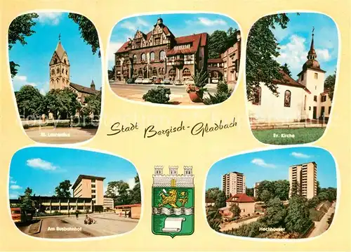 Bergisch_Gladbach St Laurentius Rathaus Ev Kirche Am Busbahnhof Hochhaeuser Bergisch_Gladbach