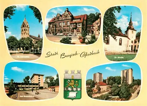 Bergisch_Gladbach St Laurentius Rathaus Ev Kirche Busbahnhof Hochhaeuser Bergisch_Gladbach