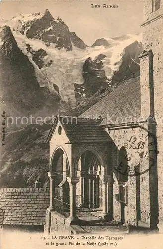 La_Grave Chapelle des Terrasses et Pic de la Meije Alpes La_Grave