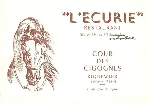 Riquewihr_Haut_Rhin L Ecurie Restaurant Cour des Cigognes Cheval Riquewihr_Haut_Rhin
