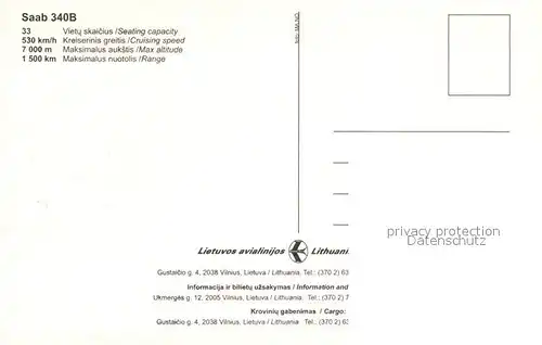 AK / Ansichtskarte Flugzeuge_Zivil Lithuanian Airlines Saab 340B  
